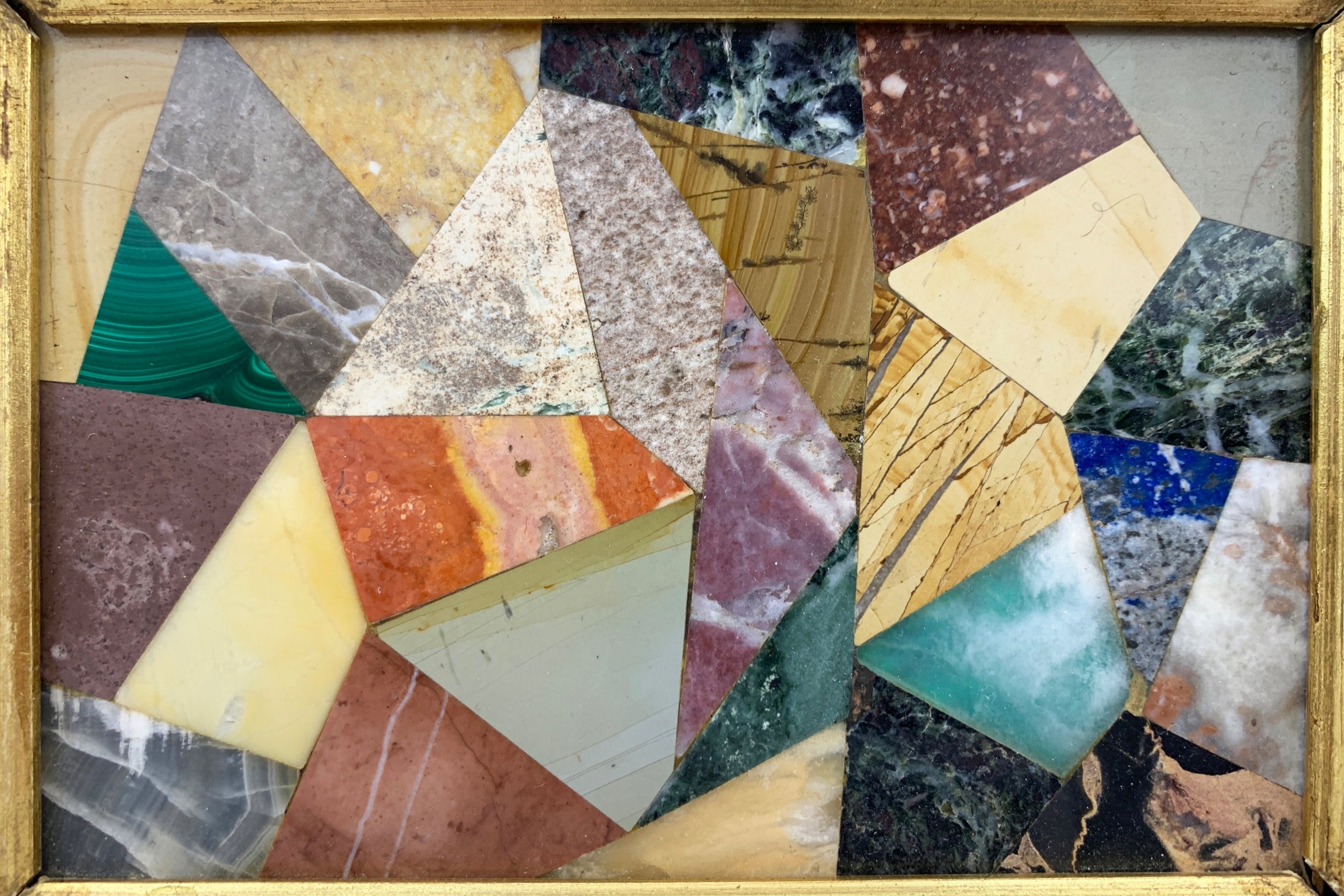 G. Ugolini Italian Pietra Dura Stone Framed Abstract Mosaic